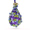 Embossed Roses on Purple Waterdrop Finial Glass Christmas Ornament